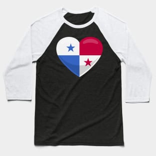 Panama Flag Heart Baseball T-Shirt